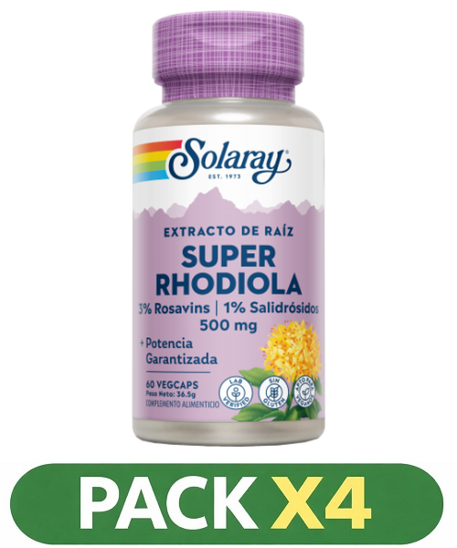 Pack x4 Super Rhodiola - Solaray - 60 cápsulas