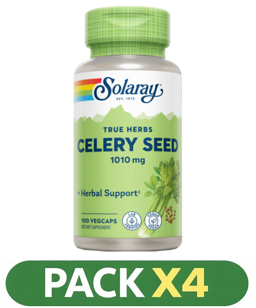 Pack x4 Celery Seed 505 mg. (Apio) - Solaray - 100 cápsulas 