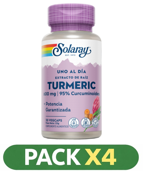 Pack x4 Turmeric 600 mg. - Solaray - 30 cápsulas