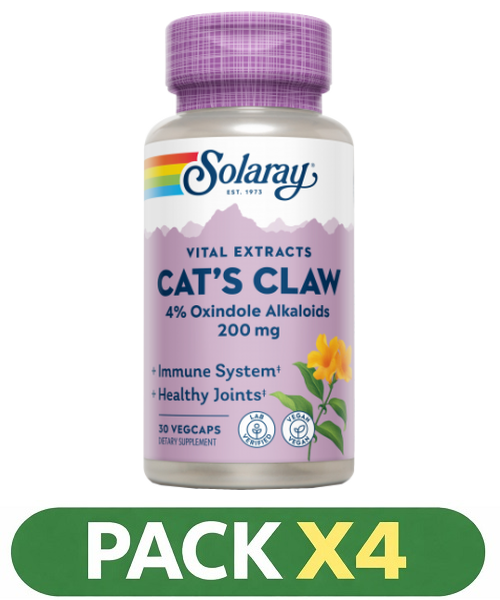 Pack x4 Uña de Gato - Solaray - 30 cápsulas