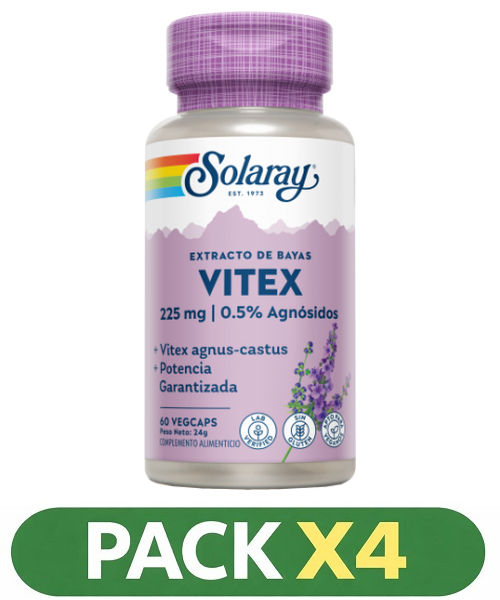 Pack x4 Vitex (Sauzgatillo) - Solaray - 60 cápsulas