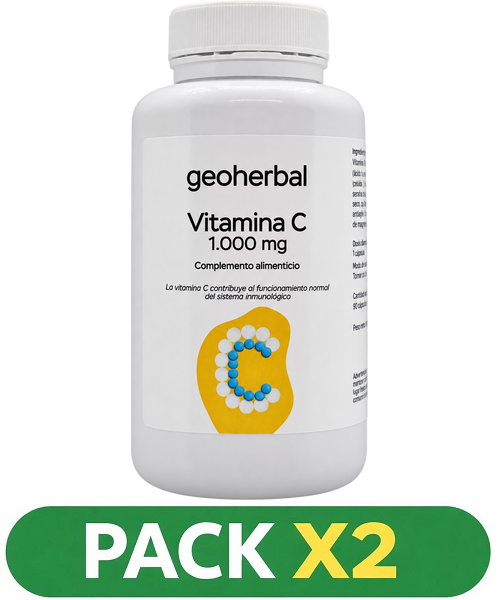 Pack x2 Vitamina C 1000 mg. - GeoHerbal - 90 cápsulas