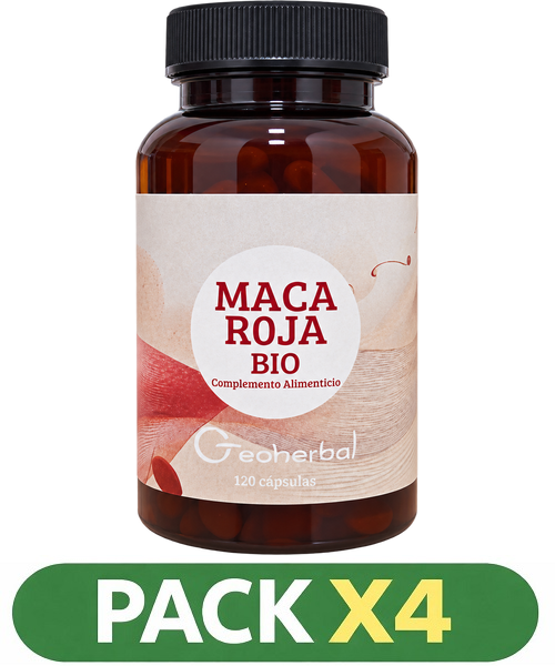 Pack x4 Maca Roja BIO FORMATO AHORRO - GeoHerbal - 120 cápsulas
