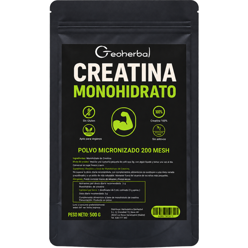 Creatina Monohidrato Neutro - Geoherbal - 500 gramos