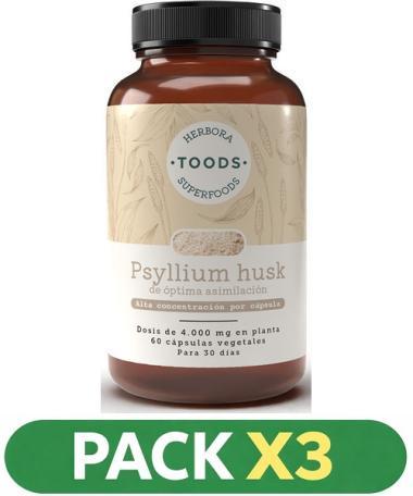 Pack x3 Psyllium Husk - Herbora - 60 cápsulas