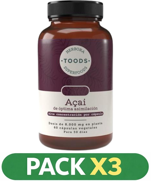 Pack x3 Açai - Herbora - 60 cápsulas.