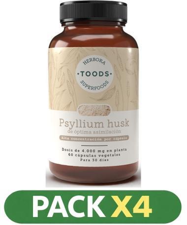 Pack x4 Psyllium Husk - Herbora - 60 cápsulas