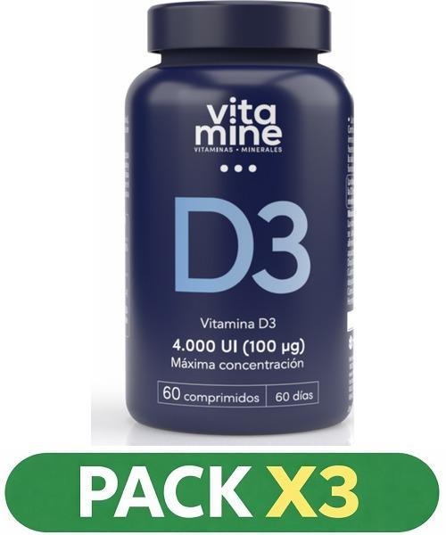 Pack x3 Vitamina D3 - Herbora - 60 comprimidos.