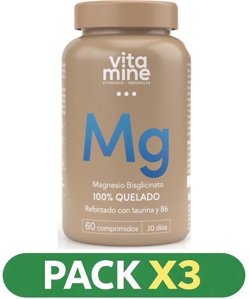 Pack x3 Magnesio Bisglicinato - Herbora - 60 comprimidos.