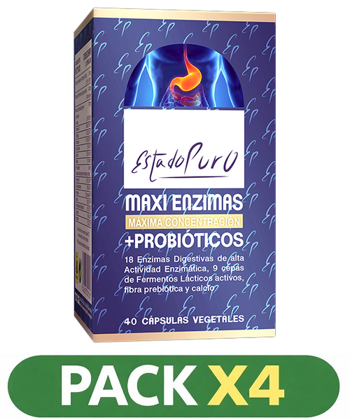 Pack x4 Estado Puro - Maxi Enzimas con Probioticos - Tongil - 40 cápsulas