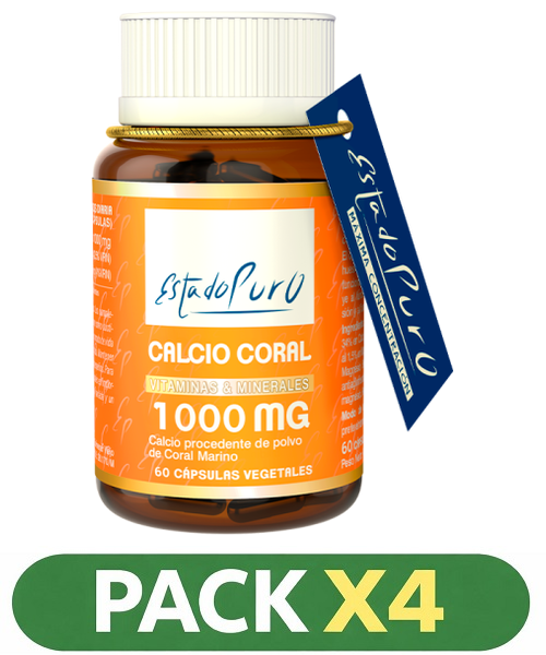 Pack x4 Estado Puro - Calcio Coralino 1000 mg. - Tongil - 60 cápsulas