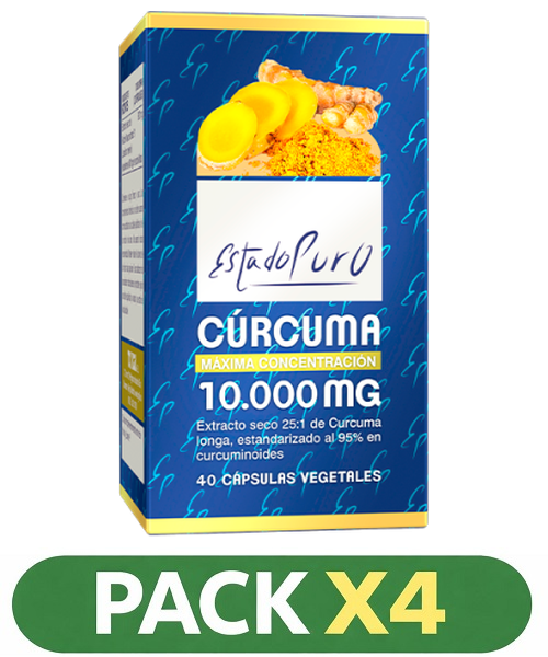 Pack x4 Estado Puro - Curcuma 10000 mg. - Tongil - 40 cápsulas
