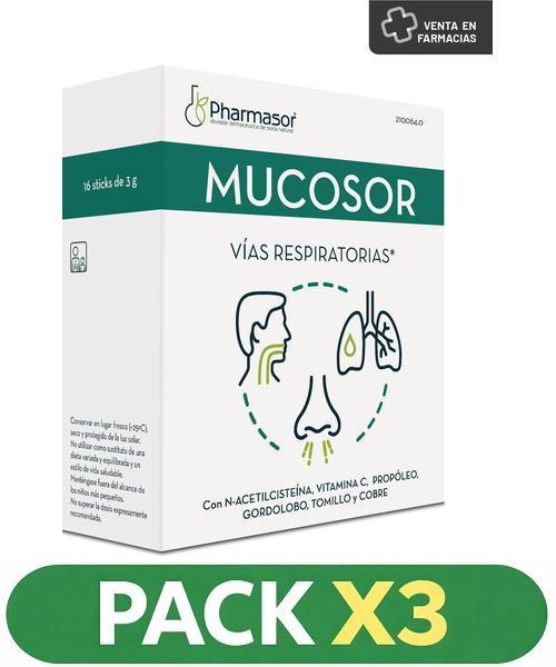 Pack x3 Mucosaor - Soria Natural - 16 sticks de 3 g