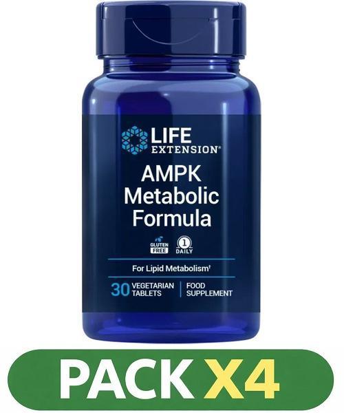 Pack x4 Ampk Metabolic Formula Life Extension - 30 Comprimidos