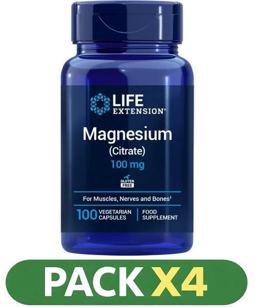 Pack x4 Magnesium (citrate) 100 Mg Life Extension - 100 Cápsulas