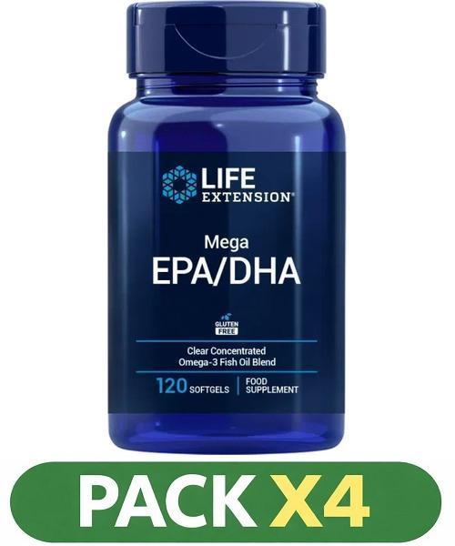 Pack x4 Mega Epa/dha Life Extension - 120 Perlas