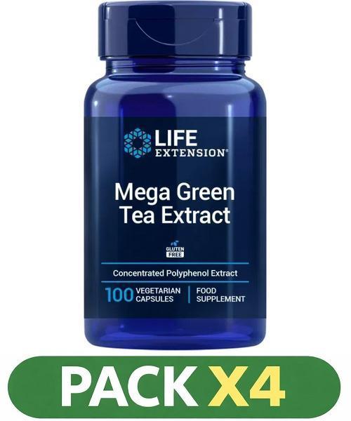 Pack x4 Mega Green Tea Extract Life Extension - 100 Cápsulas