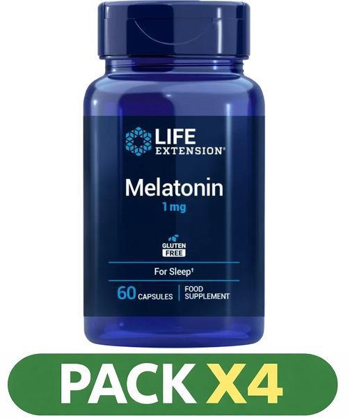Pack x4 Melatonin, 1 Mg Life Extension - 60 Cápsulas