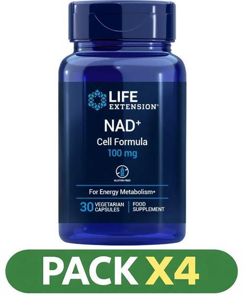 Pack x4 Nad+ Cell Formula 100 Mg Life Extension - 30 Cápsulas