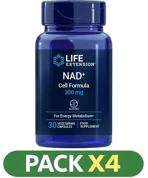 Pack x4 Nad+ Cell Formula 300 Mg Life Extension - 30 Cápsulas