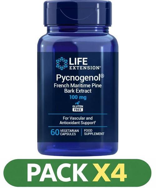 Pack x4 Pycnogenol 100 Mg Life Extension - 60 Cápsulas