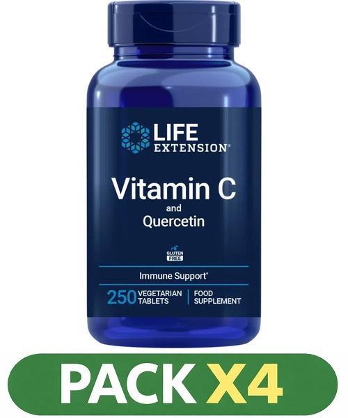 Pack x4 Vitamin C & Quercetin Phytosome Life Extension - 250 Comprimidos
