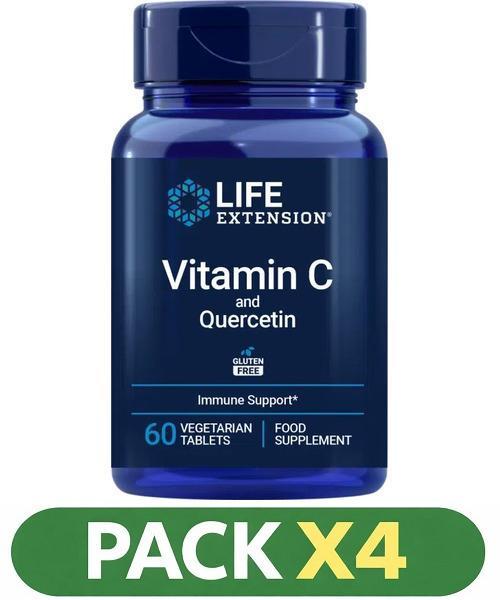 Pack x4 Vitamin C % Quercetin Phytosome Life Extension - 60 Cápsulas