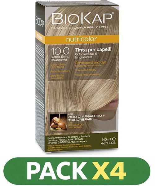 Pack x4 Nutricolor 10.0 Rubio Extra Claro - Biokap - 140 Ml