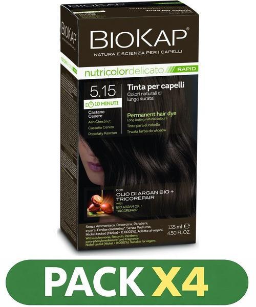 Pack x4 Rapid Delicato 5,15 Castaño Ceniza - Biokap - 135 Ml