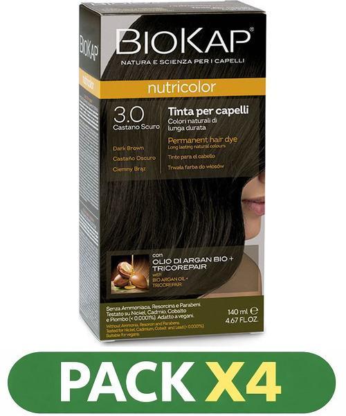 Pack x4 Nutricolor 3.0 Castaño Oscuro - Biokap - 140 Ml