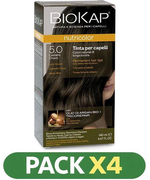 Pack x4 Nutricolor 5.0 Castaño Claro - Biokap - 140 Ml