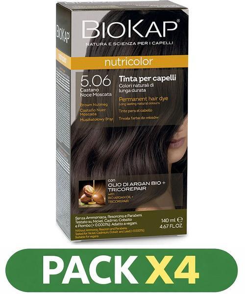 Pack x4 Nutricolor 5,06 Castaño Nuez Moscada - Biokap - 140 Ml
