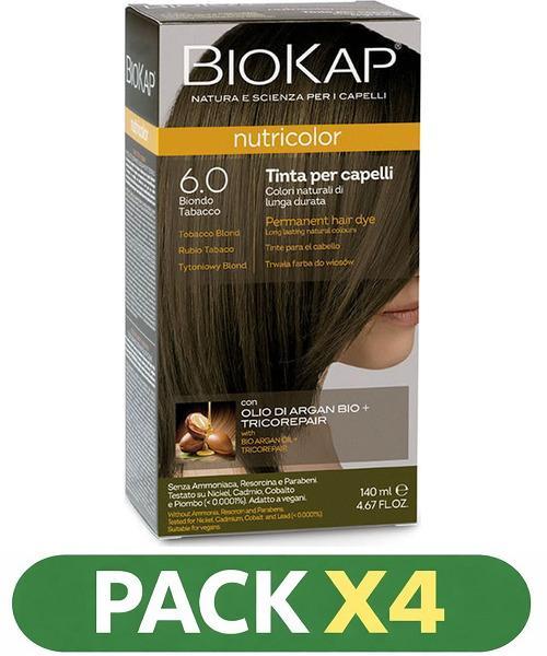 Pack x4 Nutricolor 6.0 Rubio Tabaco - Biokap - 140 Ml