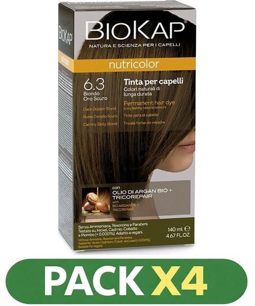 Pack x4 Nutricolor 6.3 Rubio Dorado Oscuro - Biokap - 140 Ml