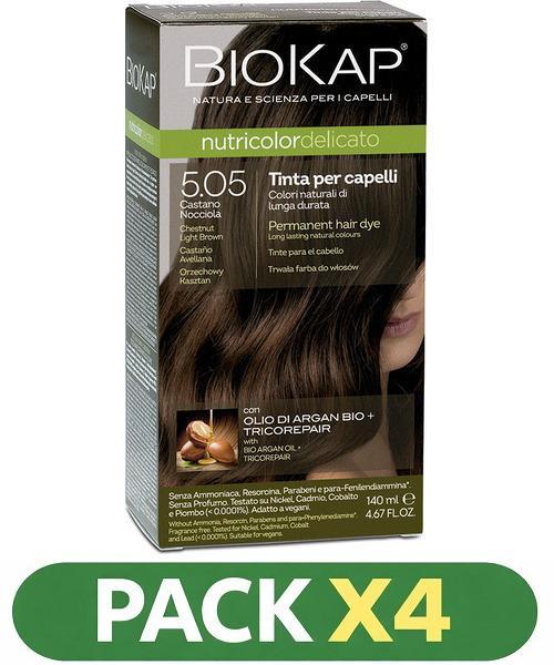 Pack x4 Delicato 5.05 Castaño Avellana - Biokap - 140 Ml
