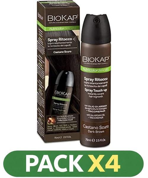 Pack x4 Spray Touchp-up Castaño Oscuro - Biokap - 75 Ml