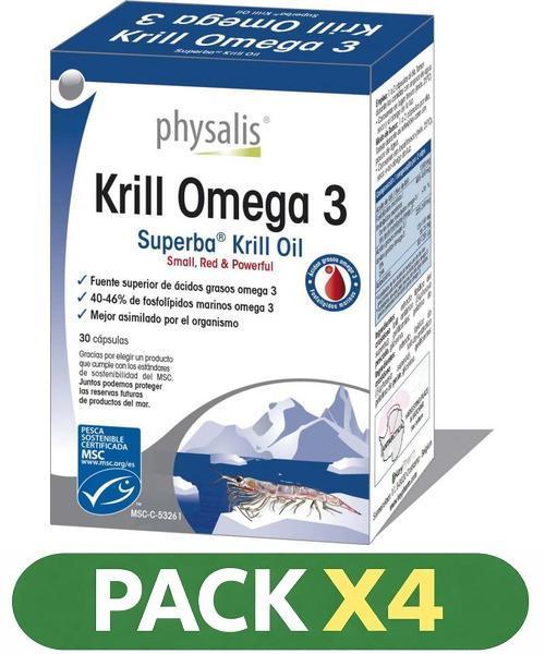 Pack x4 Krill Omega 3 - Physalis - 30 Cápsulas