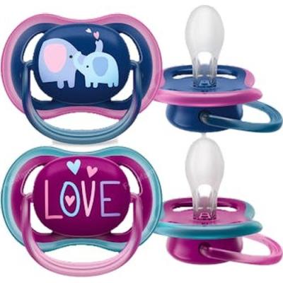 Chupete Ultra Air +18 M Elefante/love Niña 2 Uds Scf349/22