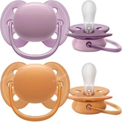 Chupete Ultra Soft 6-18 M Lila/naranja Niña 2 Uds Scf091/33