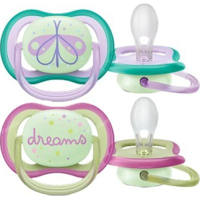 Chupete Ultra Air Noct 0-6 M Mariposa/dream Niña 2 Uds Scf37