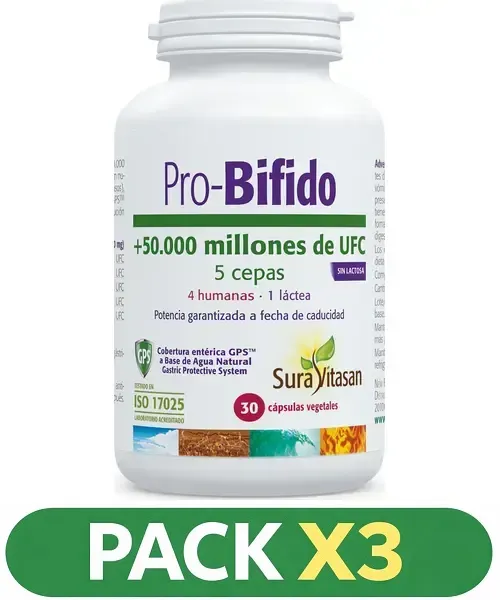 Pack x3 Pro-Bifido - Sura Vitasan - 30 cápsulas.