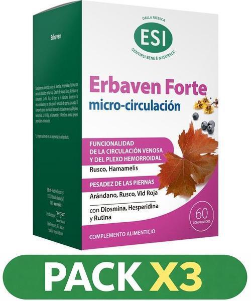 Pack x3 Ervaben Forte Micro-circulación  - E.S.I - 60 comprimidos.