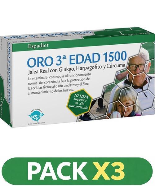Pack x3 Jalea Oro Senior 1500 3ª Edad - Espadiet - 20 viales