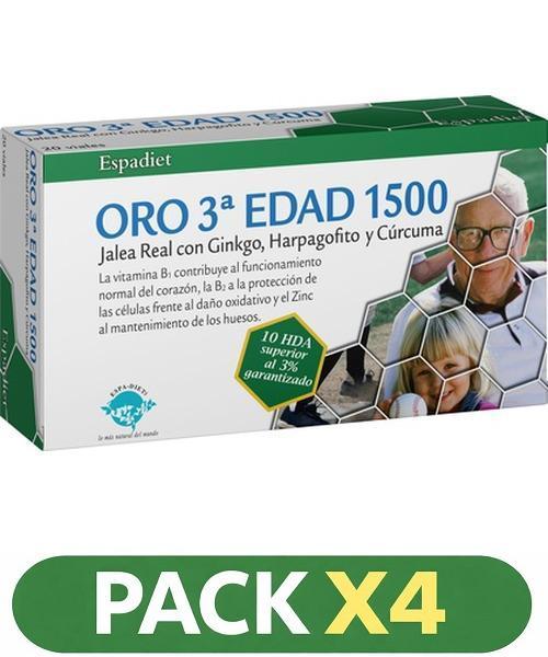 Pack x4 Jalea Oro Senior 1500 3ª Edad - Espadiet - 20 viales