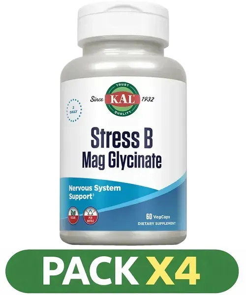 Pack x4 Stres B Mag Glycinate 60cap.veg.