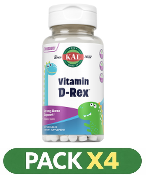 Pack x4 Rex Vitamin D™ 400 UI - KAL - 90 Dinos Masticables