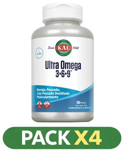 Pack x4 Ultra Omega 3*6*9 - KAL - 100 perlas