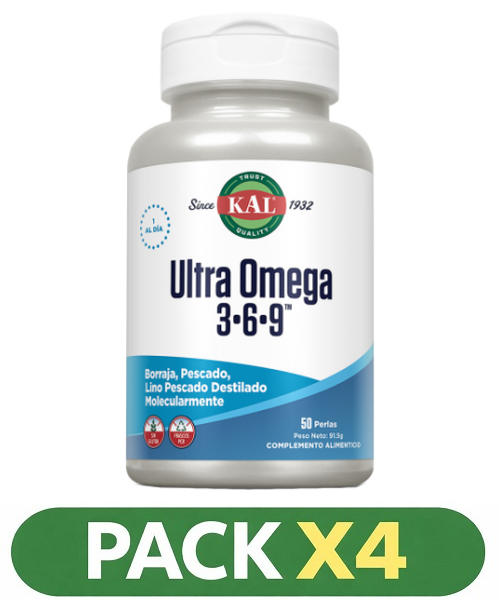 Pack x4 Ultra Omega 3,6,9 - KAL - 50 perlas