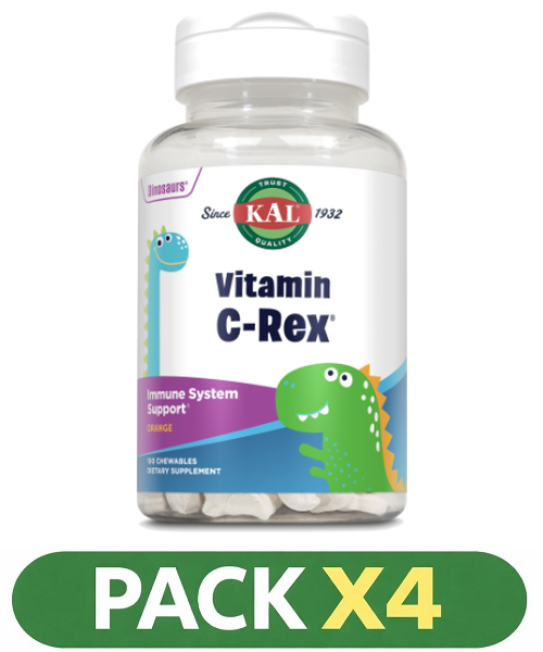 Pack x4 Vitamina C Rex™ - KAL - 100 Dinosaurios Masticables