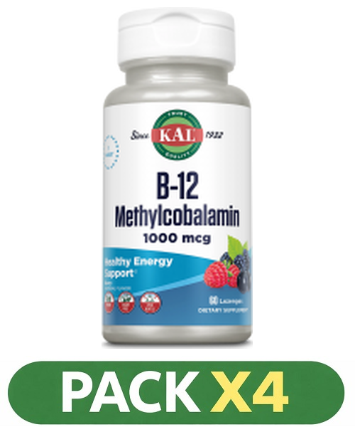 Pack x4 Methylcobalamin 1000 mcg. (B-12) - KAL - 60 comprimidos fresa